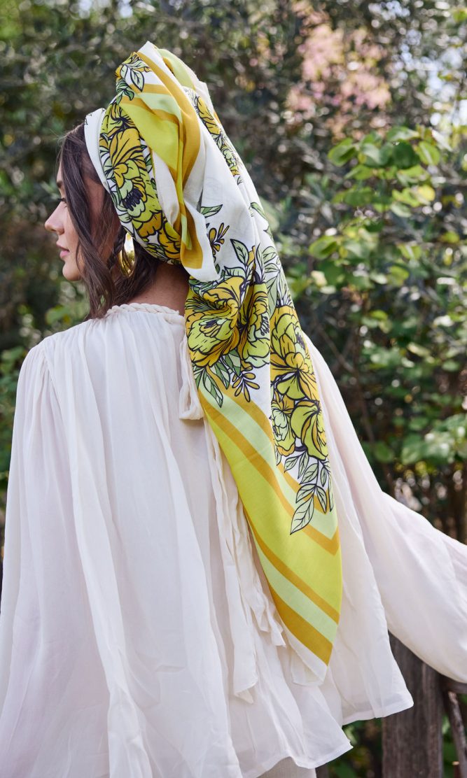 מטפחת FLORINA YELLOW ריבוע ענק